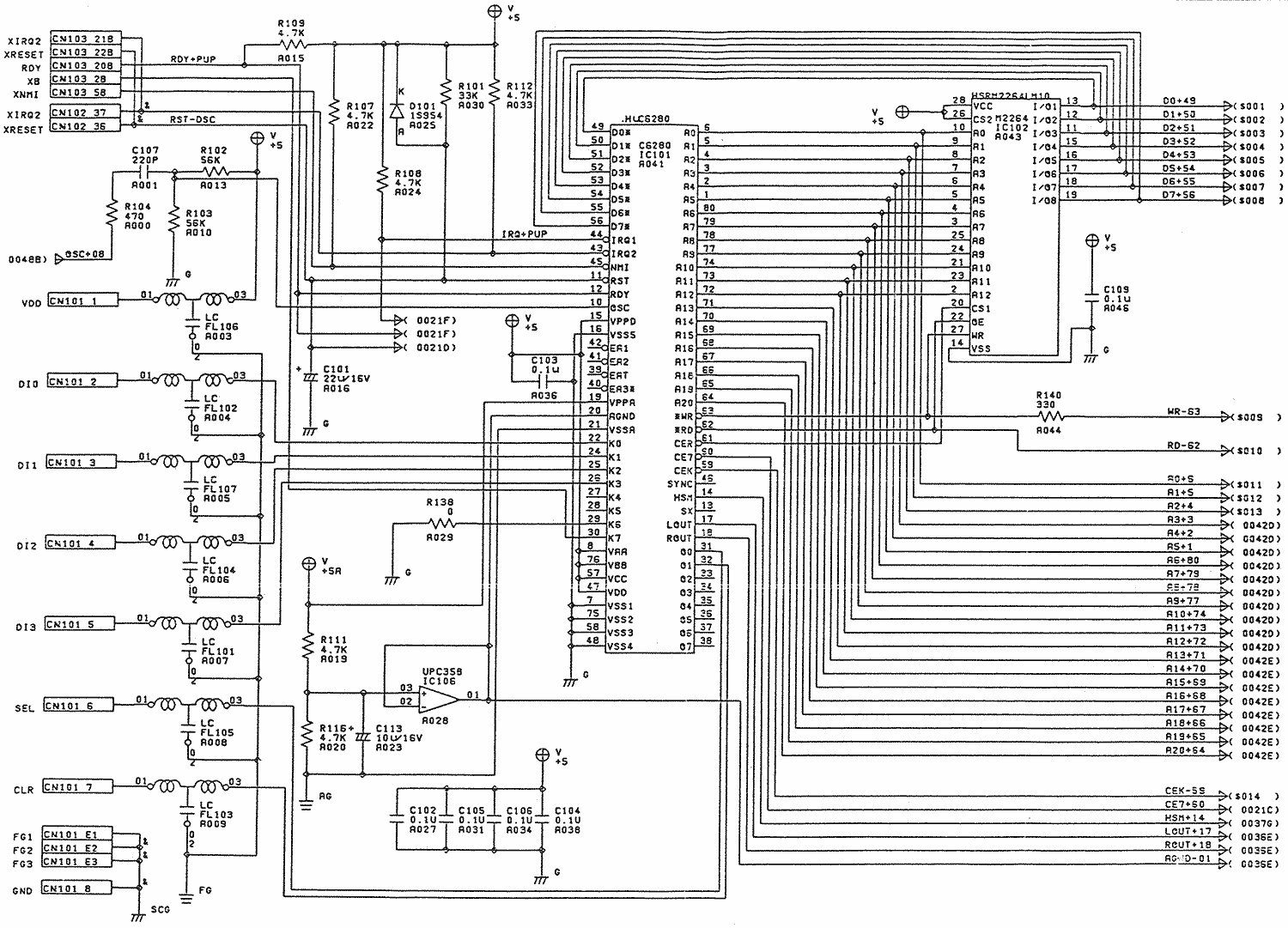 TurboGrafx-16 Schematic 1 - Hu6280 Circuit